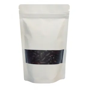 100 x 7g Mylar Bags - Matte White Window - Stand Up Pouch