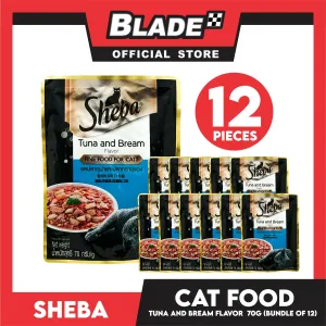 12pcs Sheba Tuna and Bream Flavor 70g Fine Food for Cats