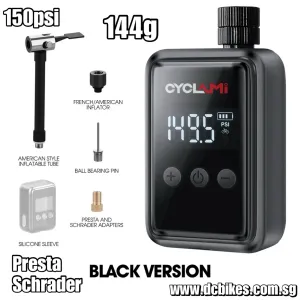 150psi Cyclami Super Mini Digital Powerful Presta Schrader Pocket Size Portable Rechargeable Type C Electric Air Pump 144g