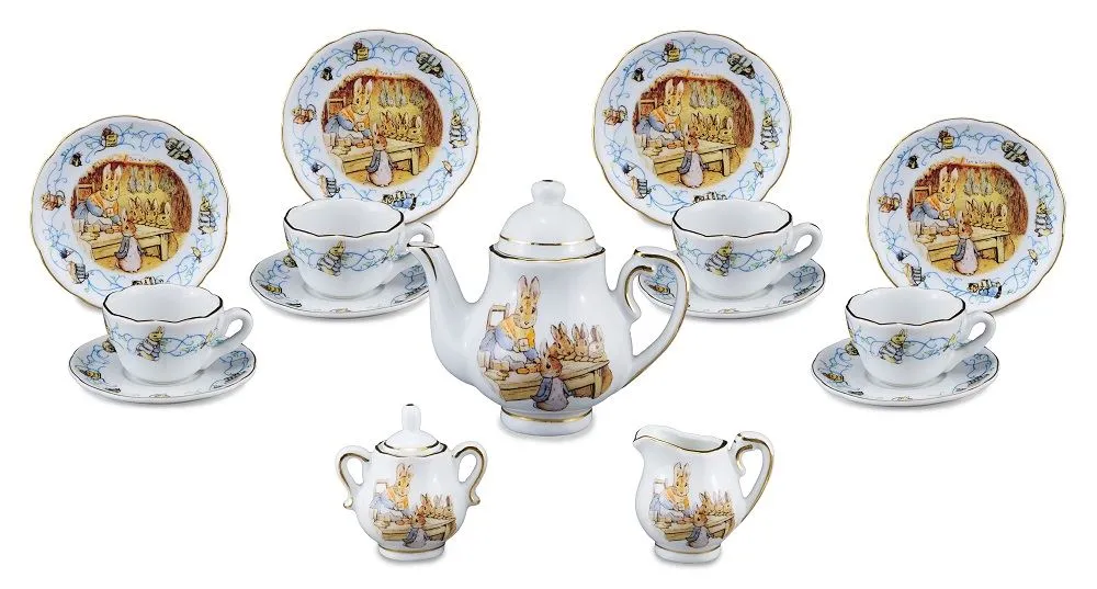 150th Anniversary Collection - Peter Rabbit - Limited Edition Children's Porcelain Tea Service - 4 Place Settings - Carry Case - Reutter Porzellan