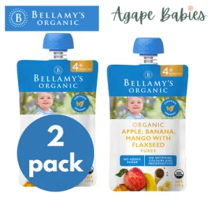 [2-Pack] Bellamy's Organic Apple, Banana, Mango with Flaxseed Puree 120g Exp: 10/24