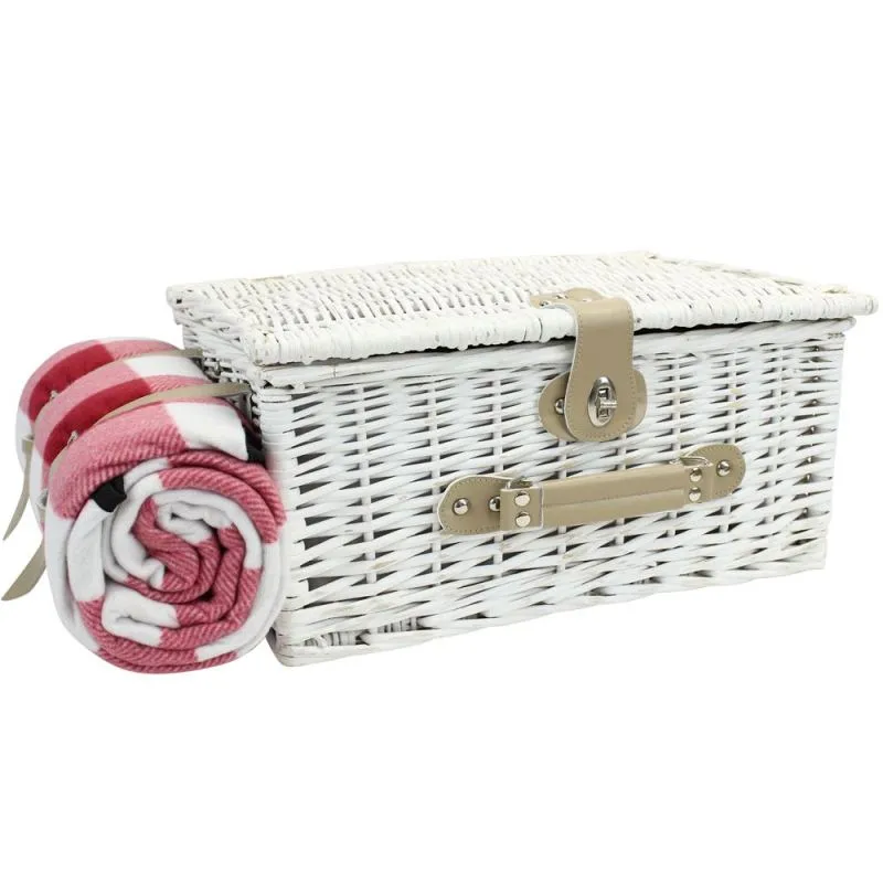 2 Person Romantic Red Wicker Picnic Basket with Cooler