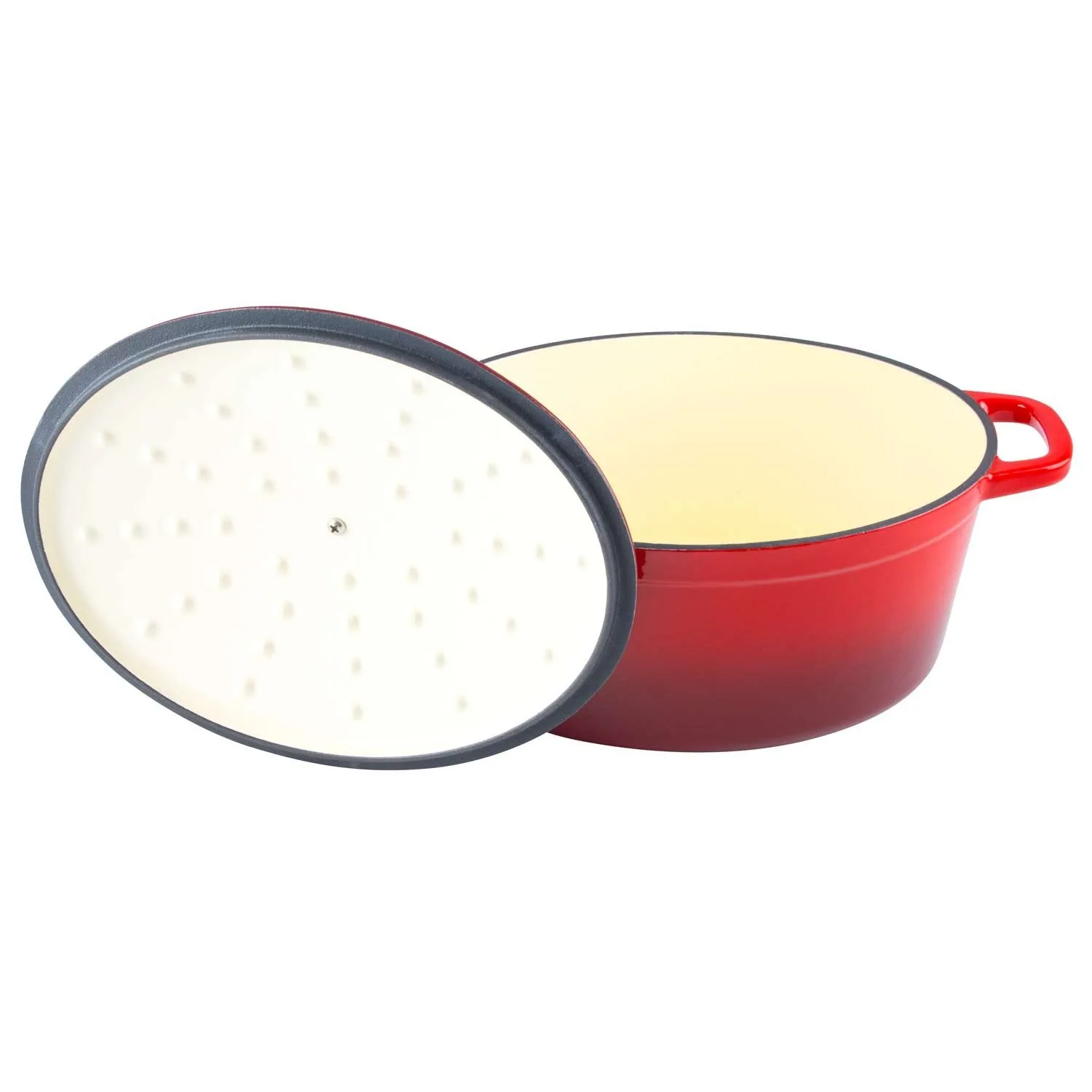 6 Quart Oval Enameled Cast Iron Dutch Oven with Lid
