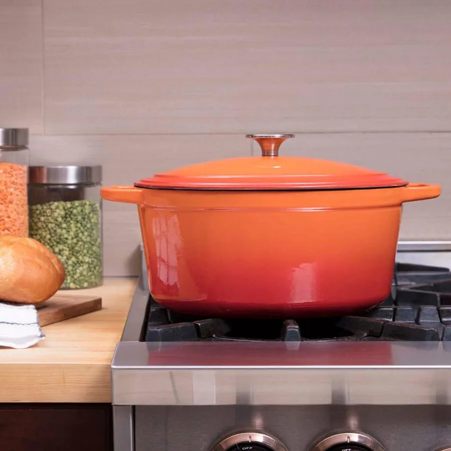 6 Quart Oval Enameled Cast Iron Dutch Oven with Lid
