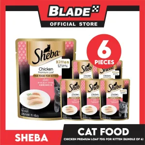 6pcs Sheba Kitten Chicken Premium Loaf 70g Fine Food for Kitten