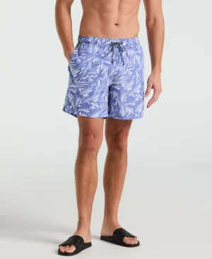 7" Leaf Print Swim Short