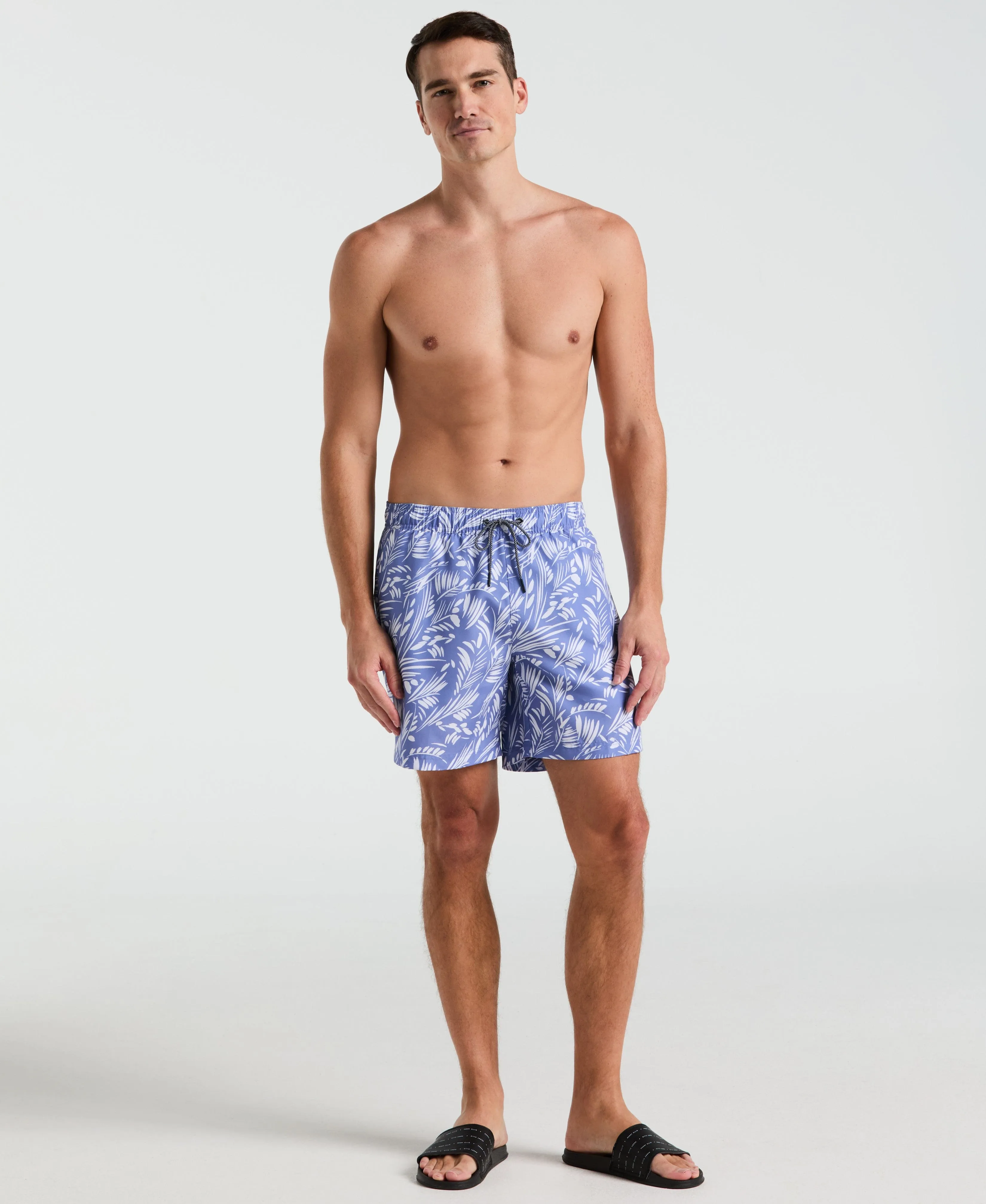 7" Leaf Print Swim Short