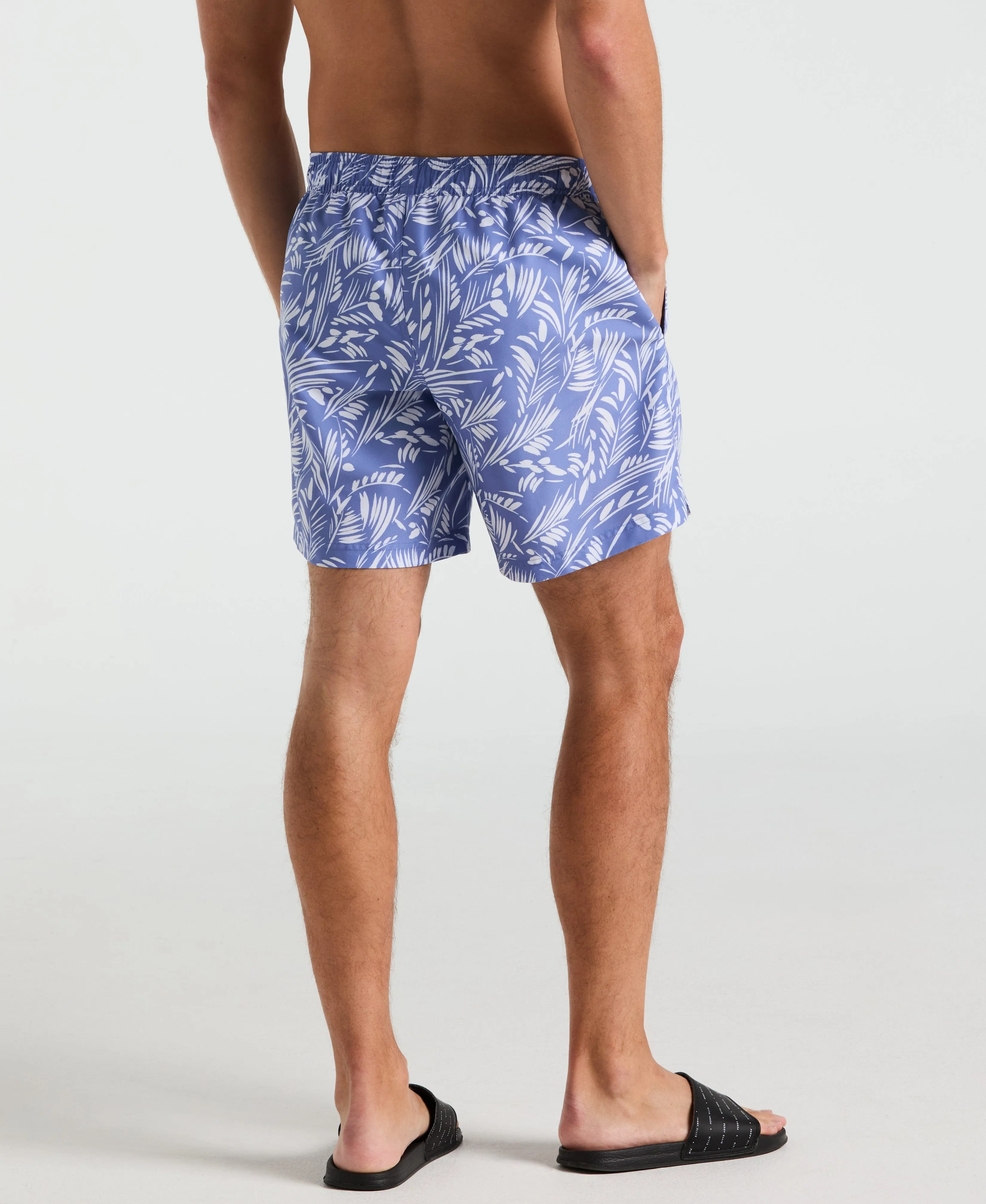 7" Leaf Print Swim Short