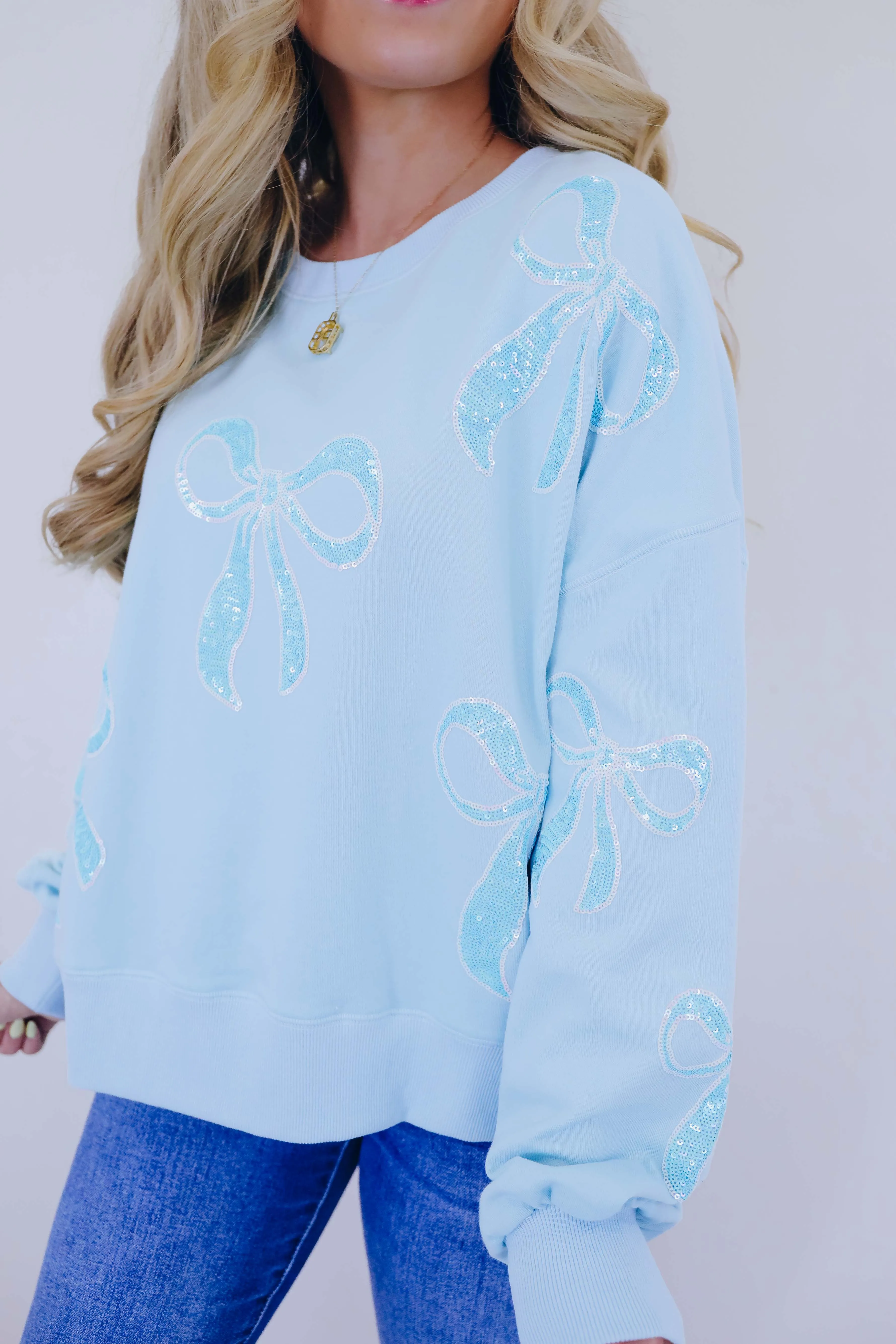 All About My Bows Sequin Oversized Sweatshirt - 2 Colors