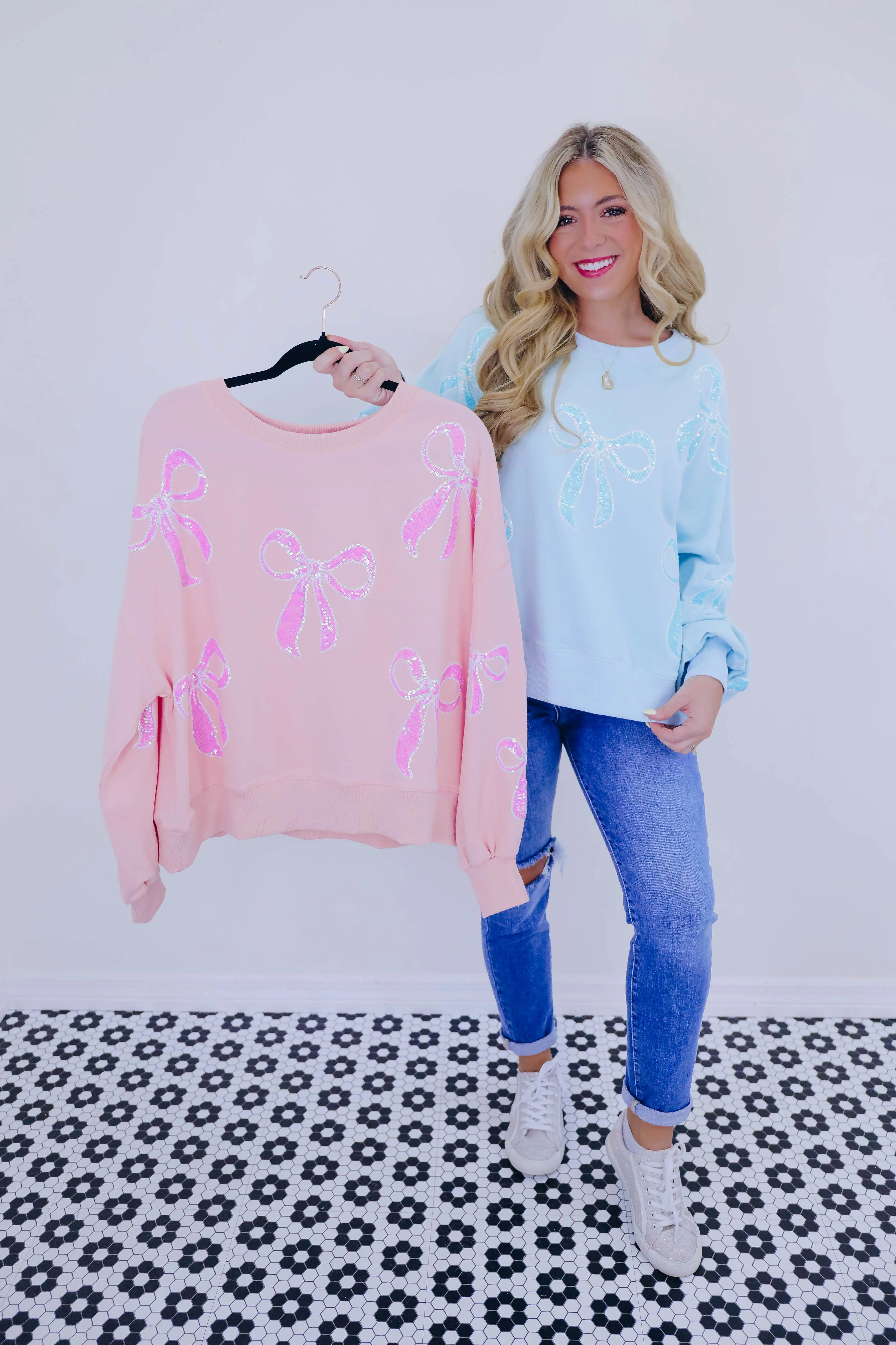 All About My Bows Sequin Oversized Sweatshirt - 2 Colors
