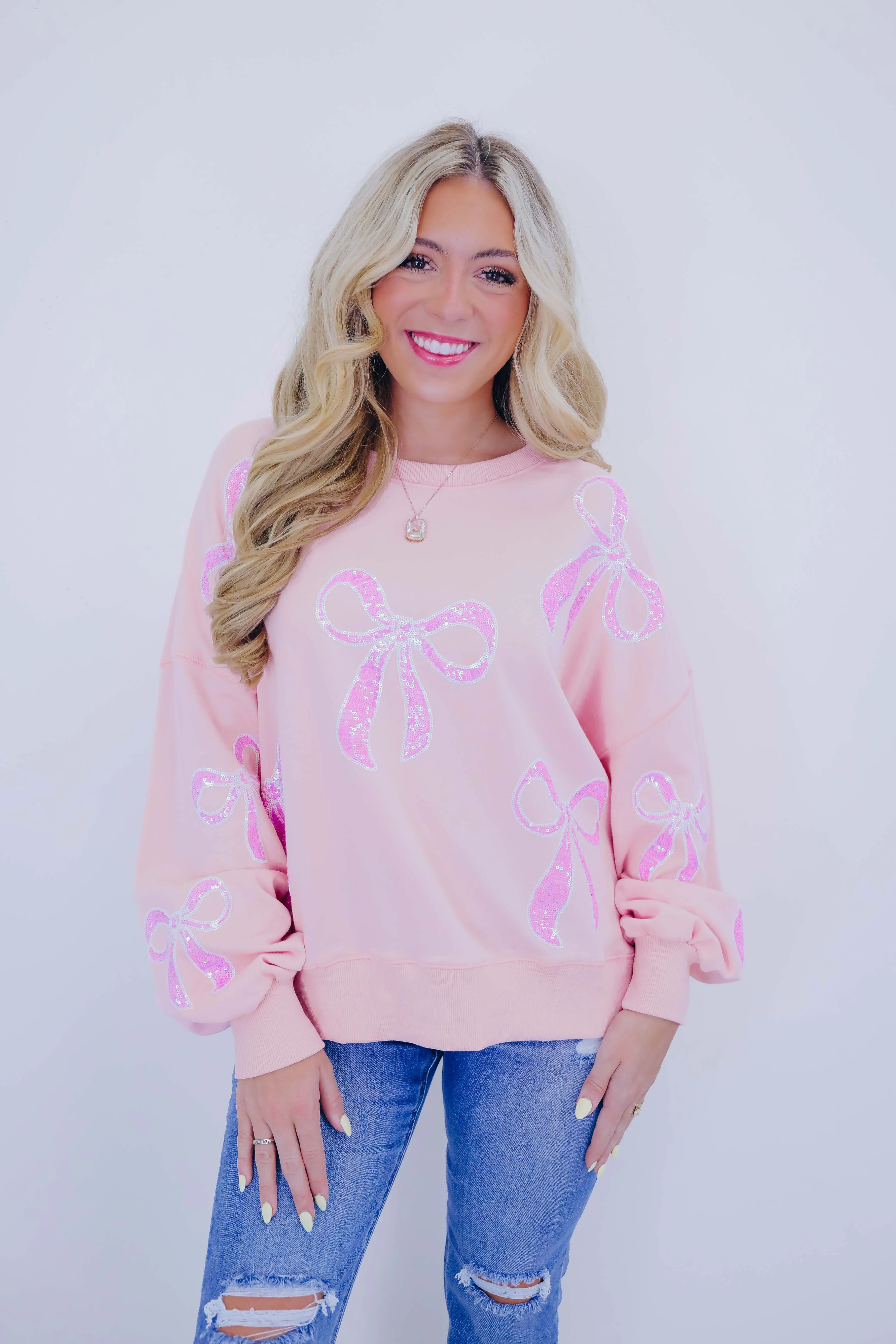 All About My Bows Sequin Oversized Sweatshirt - 2 Colors
