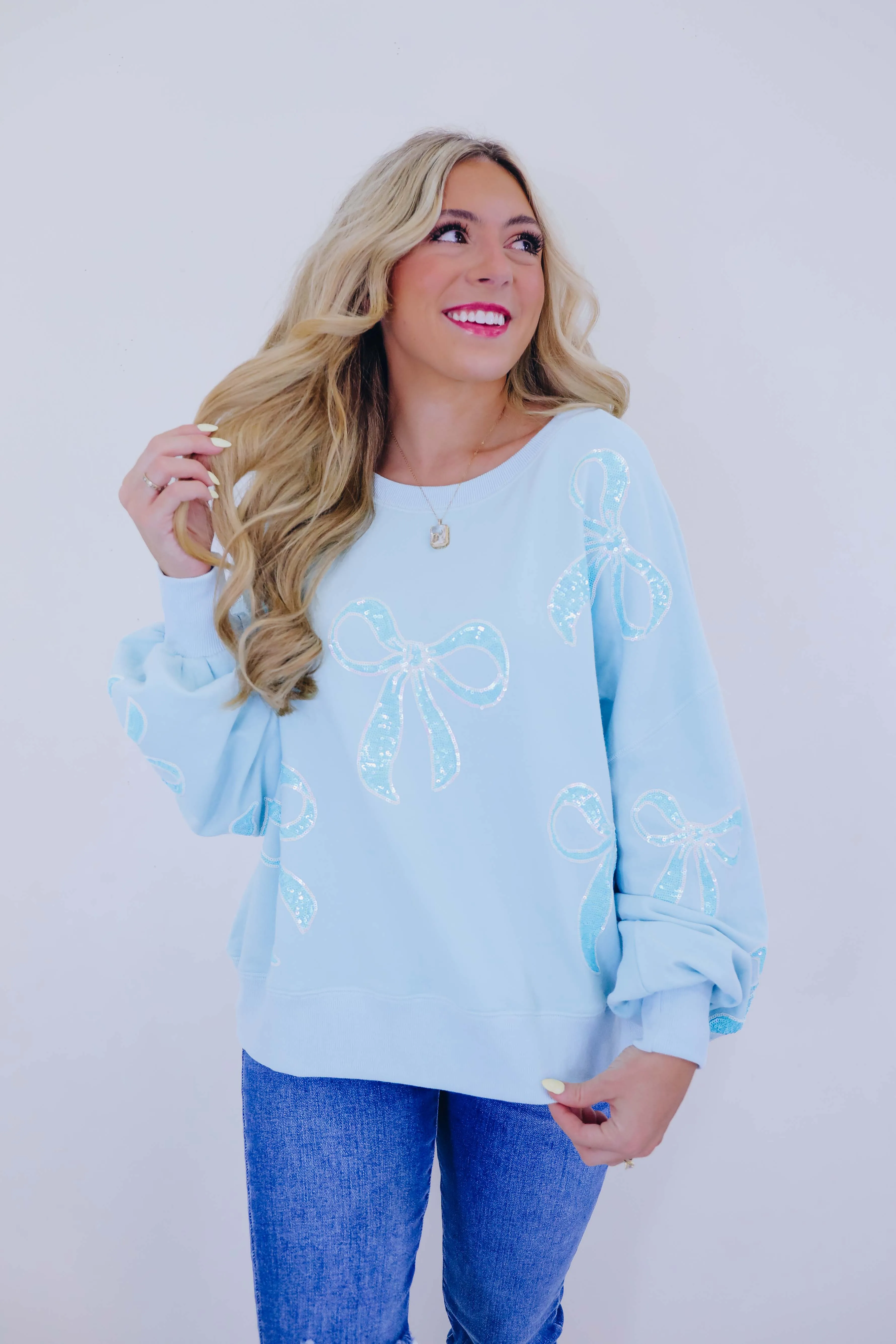 All About My Bows Sequin Oversized Sweatshirt - 2 Colors