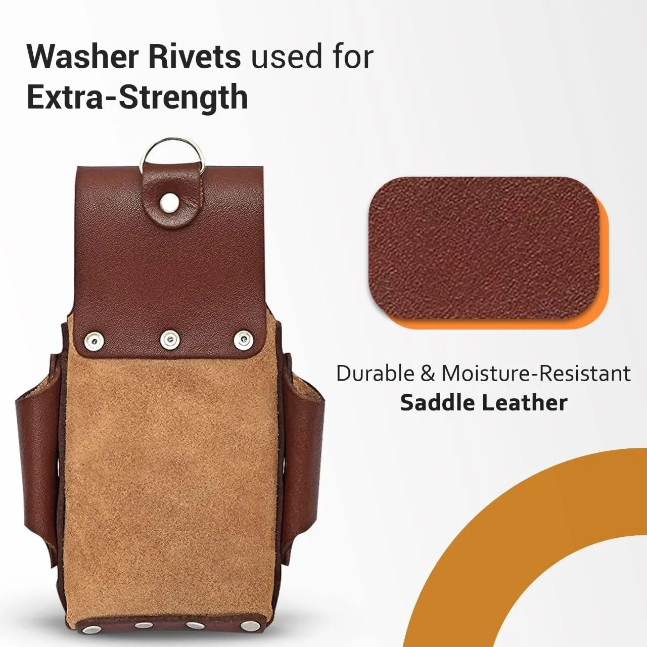 ApLeather Pro5 Electrician Pouch Leather Tool 5 Pocket Pouch brown