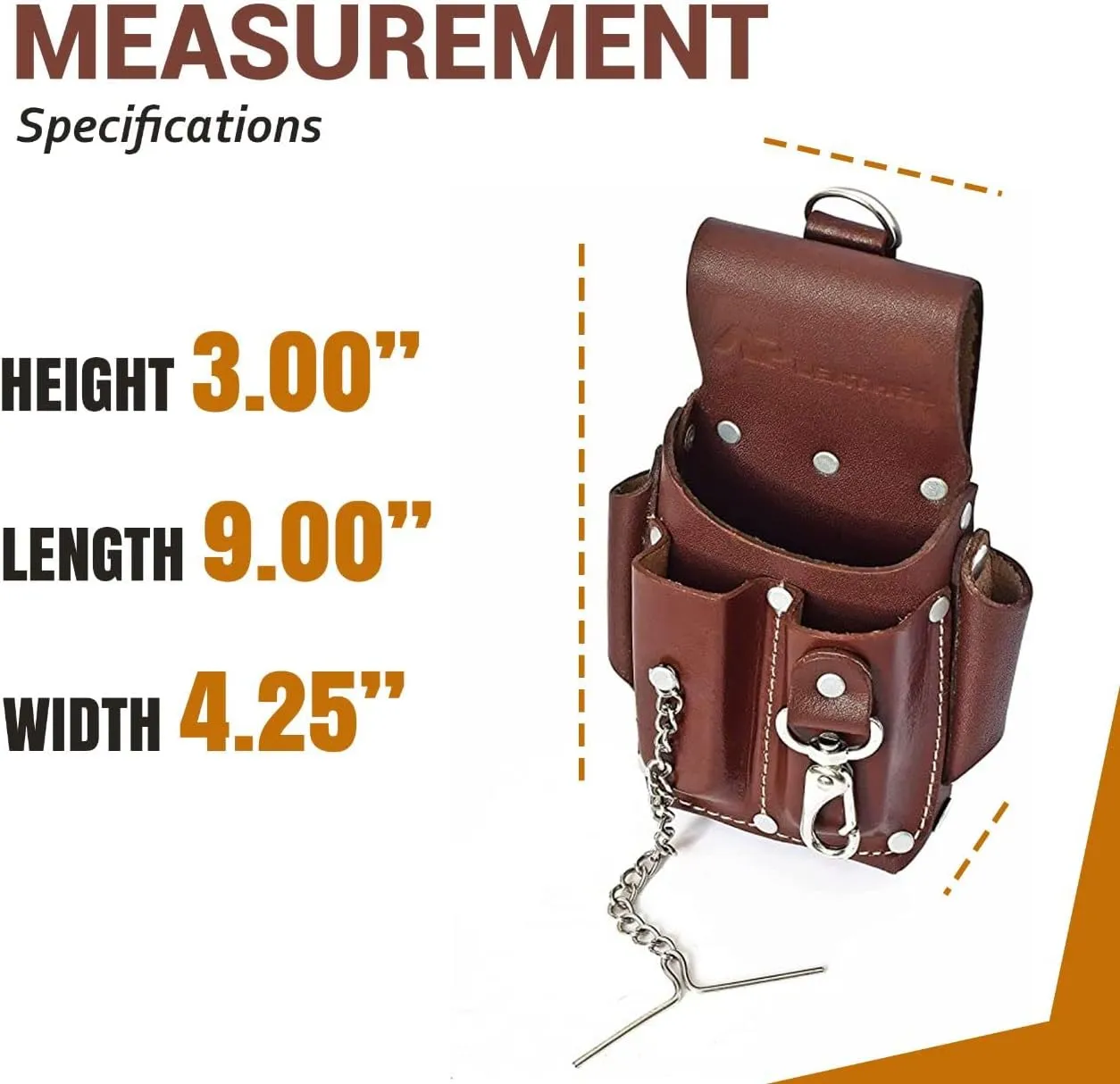 ApLeather Pro5 Electrician Pouch Leather Tool 5 Pocket Pouch brown