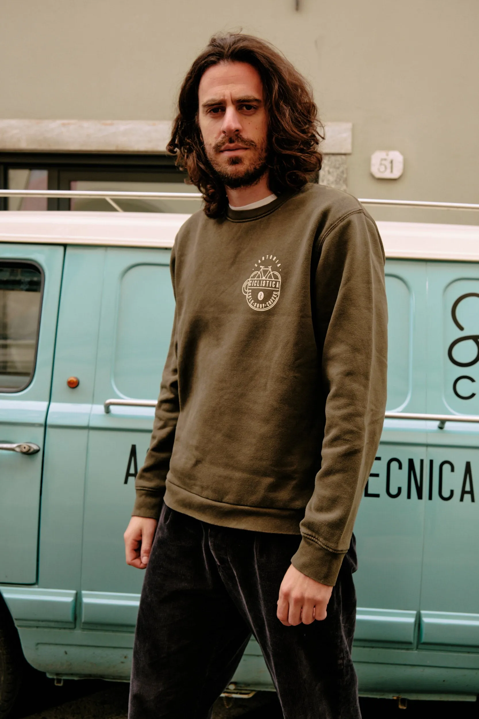Army green 3 back pockets sweatshirt