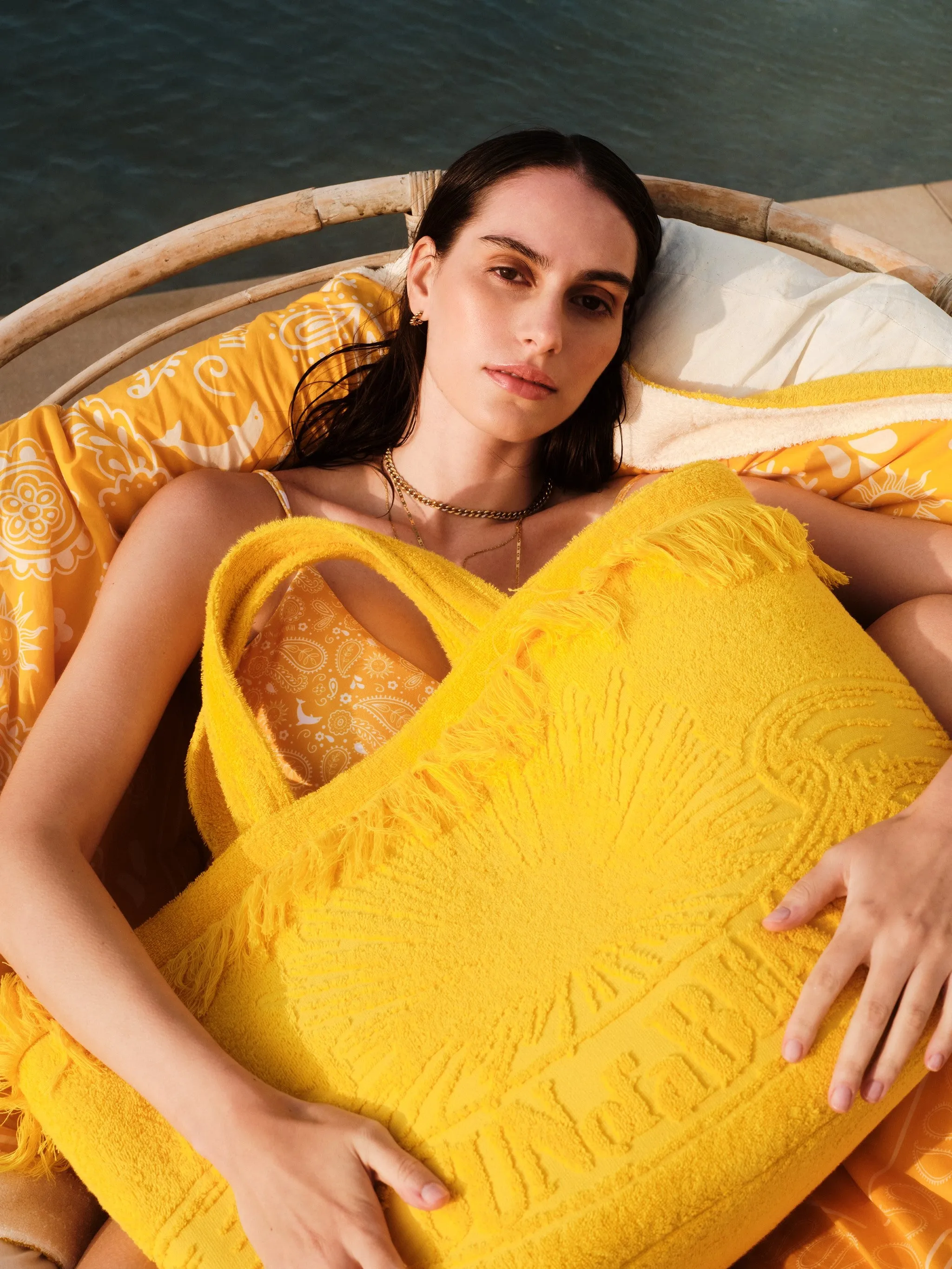Athens Tiles Super Yellow | Oversized Beach Bag