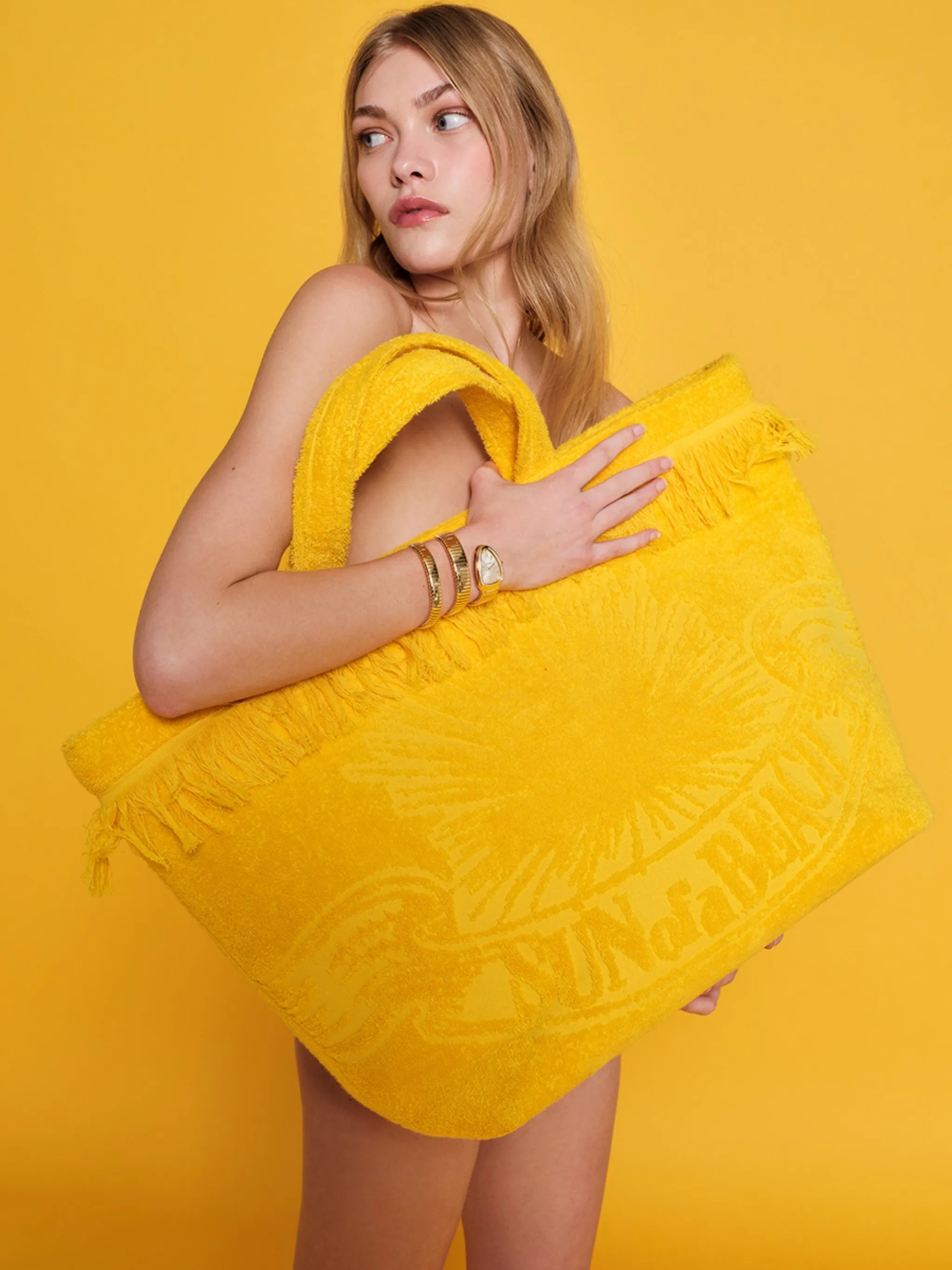 Athens Tiles Super Yellow | Oversized Beach Bag