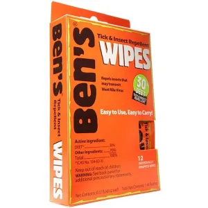 Ben's Wipes Deet, Tick and Insect Repellent
