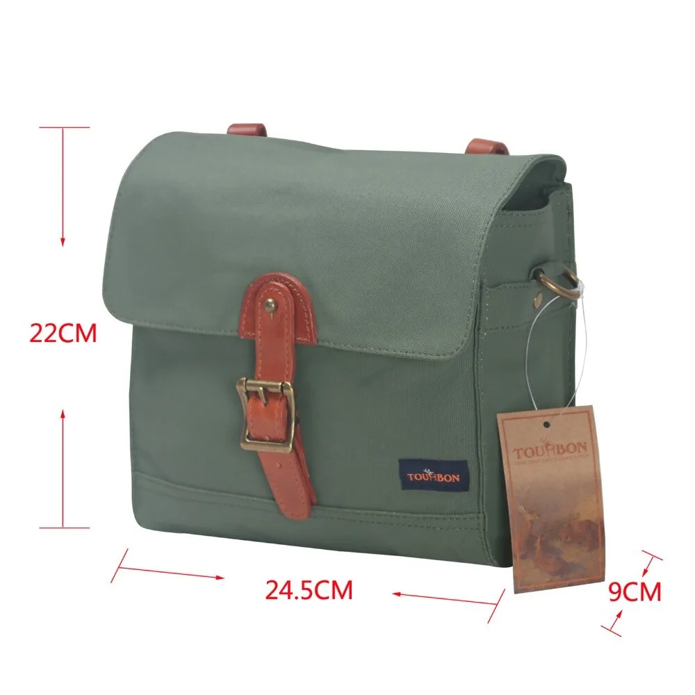 Bicycle Handlebar Bag Pack Front Tube Basket Pannier Messenger Bag Outdoor Accessories Green Waxed Waterproof Canvas