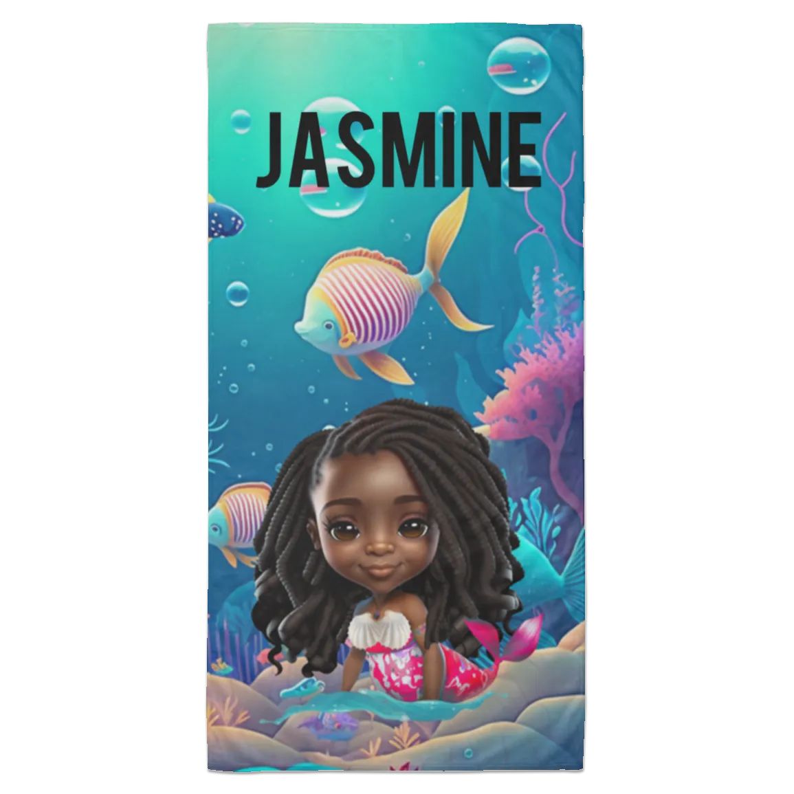 Black Mermaid Girl BeachTowel - 35x70