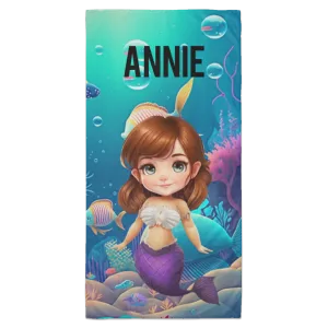 Brown Hair Personalized Beach Towel - 35x70