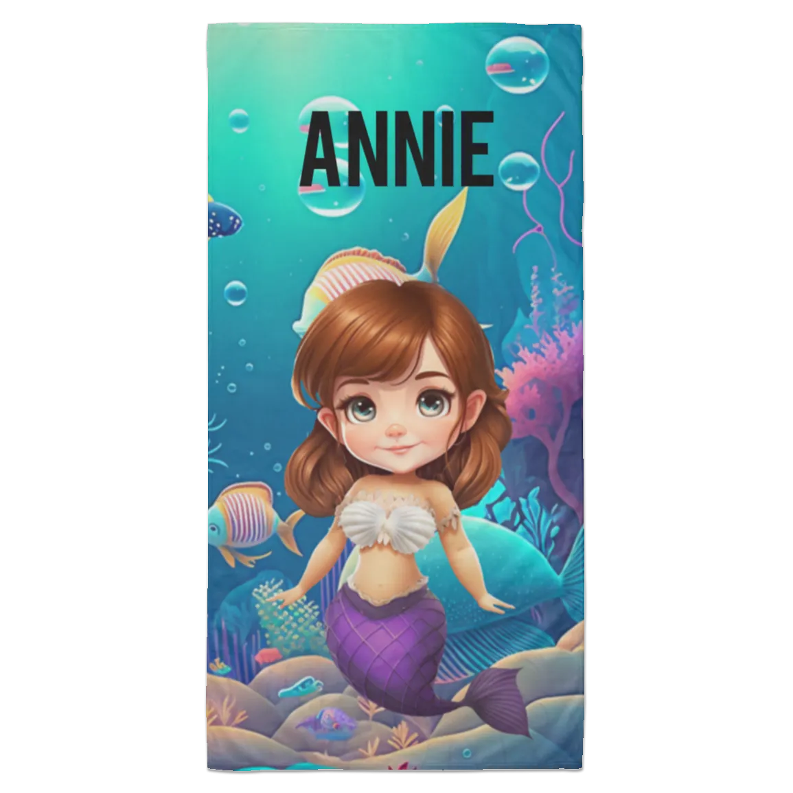 Brown Hair Personalized Beach Towel - 35x70
