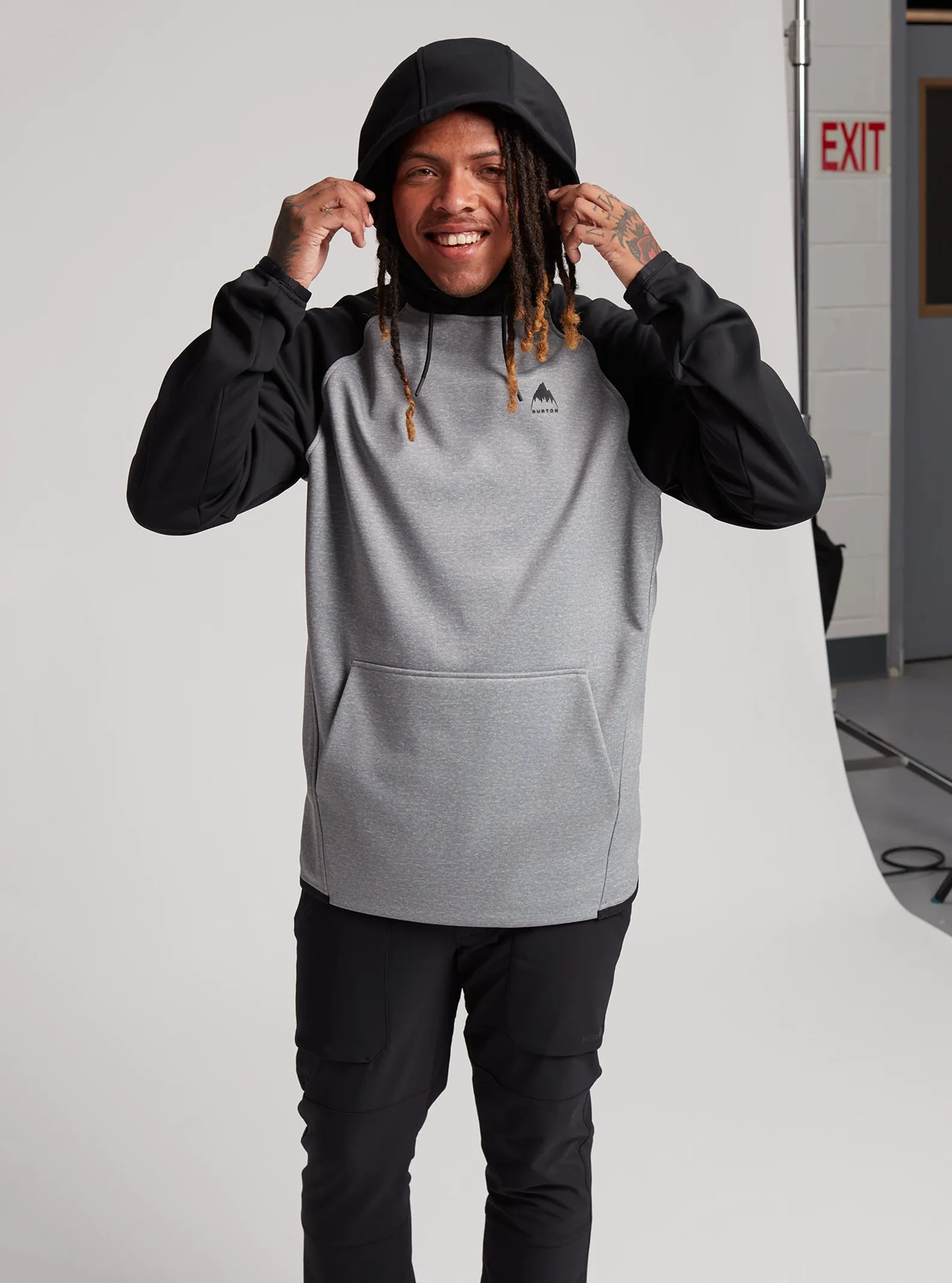 Burton Crown Weatherproof Pull Over Hoodie Mens Grey Heather / Black