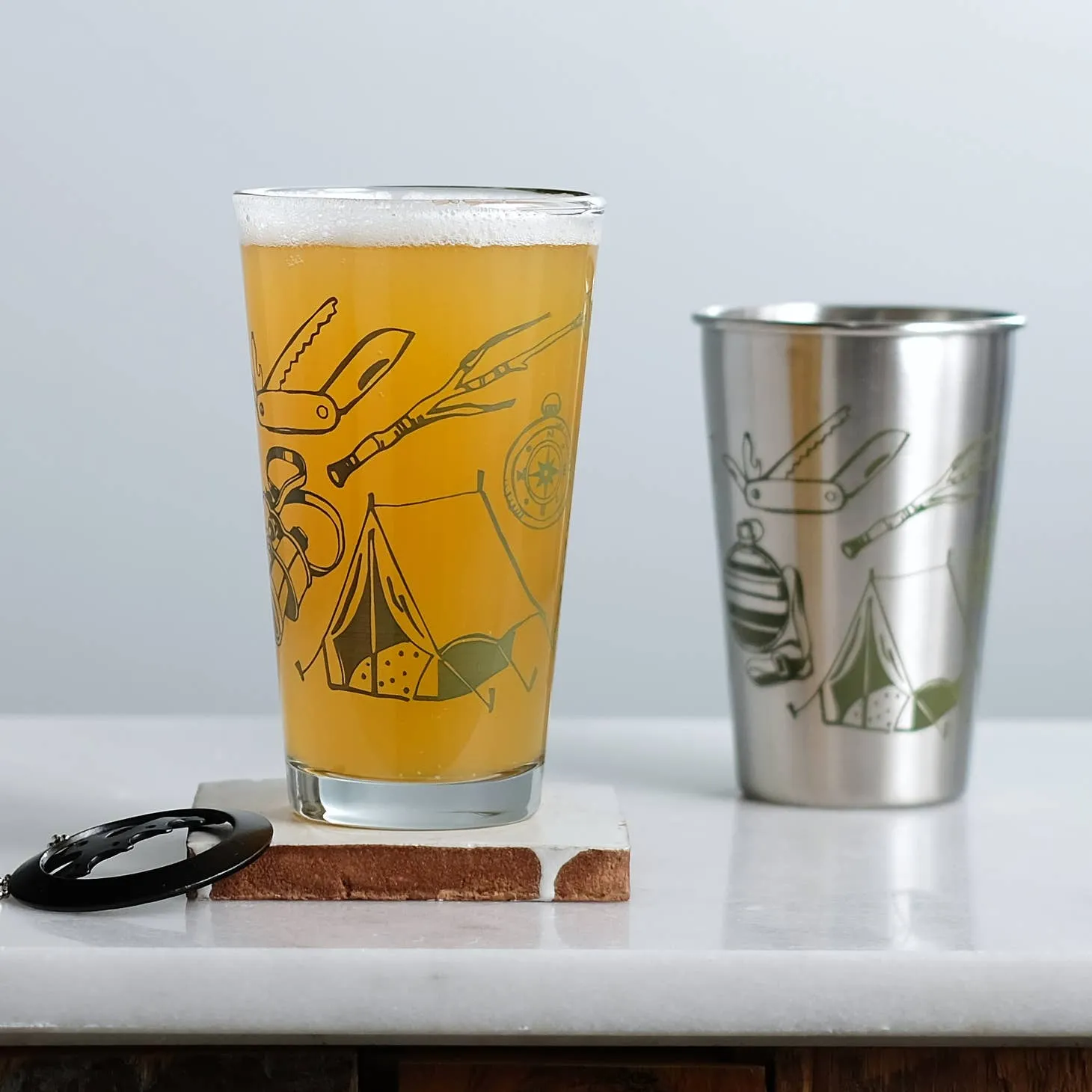 Camping Tools Equipment Glassware Tumbler, Moss