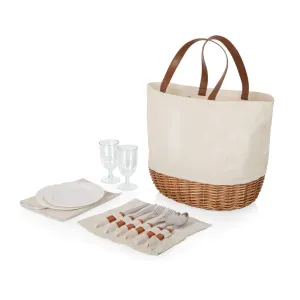 Canvas & Wicker Picnic Bag - Available in 3 Color Patterns