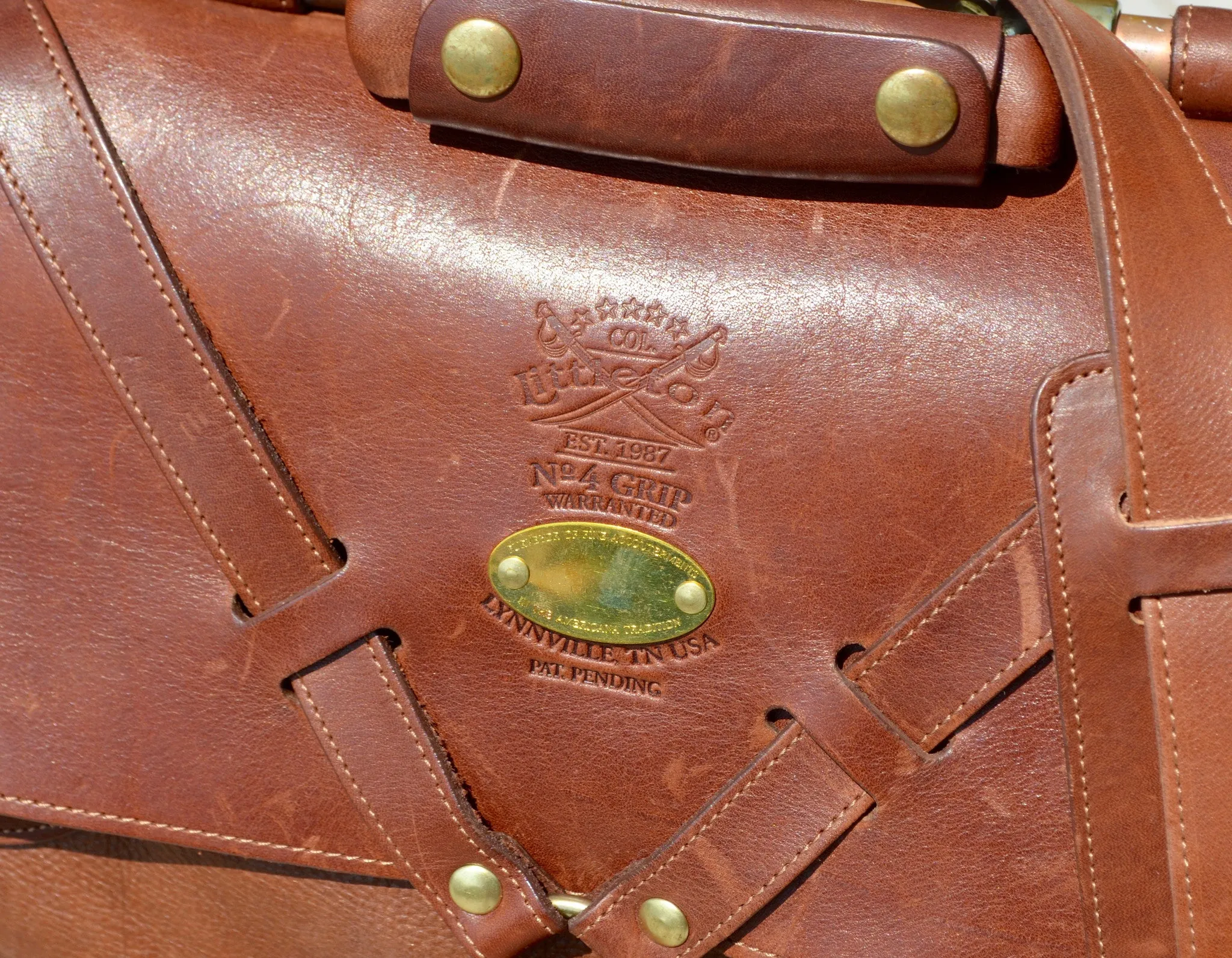 Col. Littleton No. 4 Grip Vintage Brown Leather Large Travel Shoulder Bag