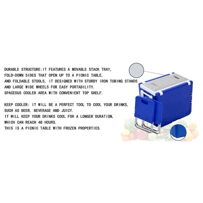 Crony 28L two-chair plastic incubator with desk and chair Multi-function picnic table with cooling incubator | Red