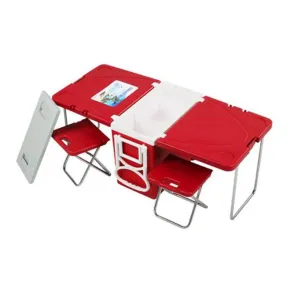 Crony 28L two-chair plastic incubator with desk and chair Multi-function picnic table with cooling incubator | Red