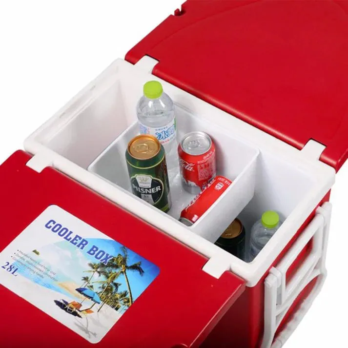 Crony 28L two-chair plastic incubator with desk and chair Multi-function picnic table with cooling incubator | Red
