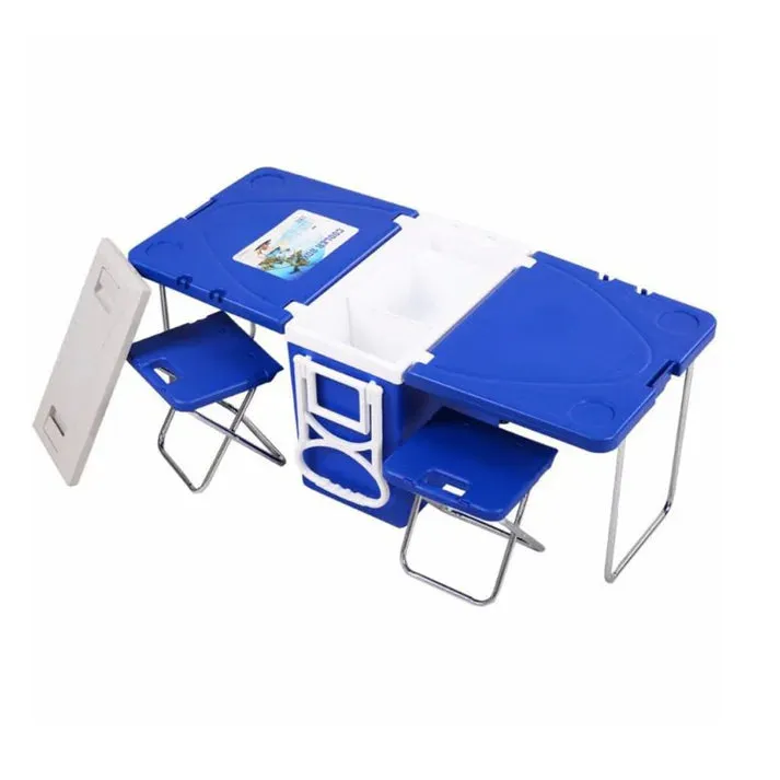 Crony  28L Two-Chair Plastic Incubator With Desk And Chair Picnic Table with food incubator storage Blue
