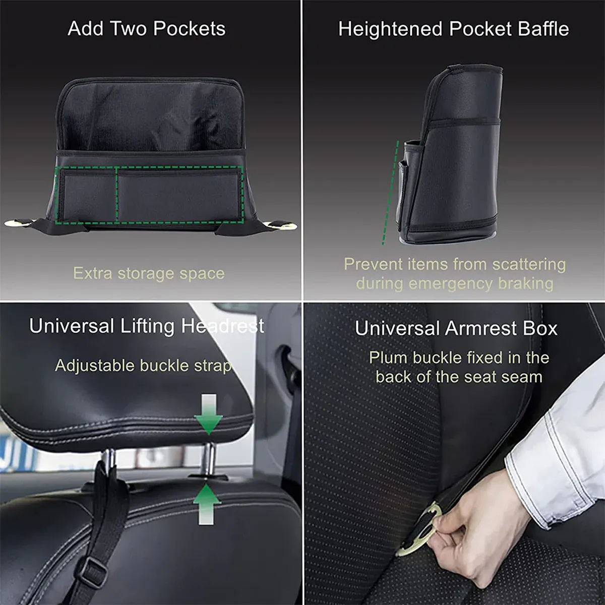 Custom Text For Car Purse Holder for Car Handbag Holder Between Seats Premium PU Leather, Compatible with All Cars, Auto Driver Or Passenger Accessories Organizer, Hanging Car Purse Storage Pocket Back Seat Pet Barrier PE11991
