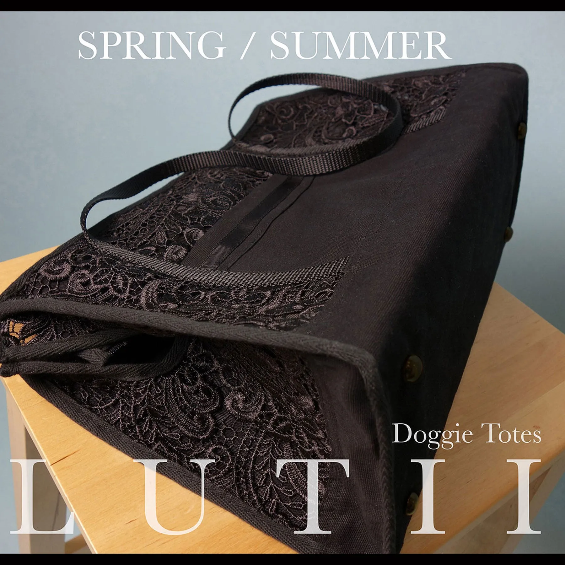 dog carrier, non-overheating, spring/summer lightweight lace pet tote "Black Beauty"