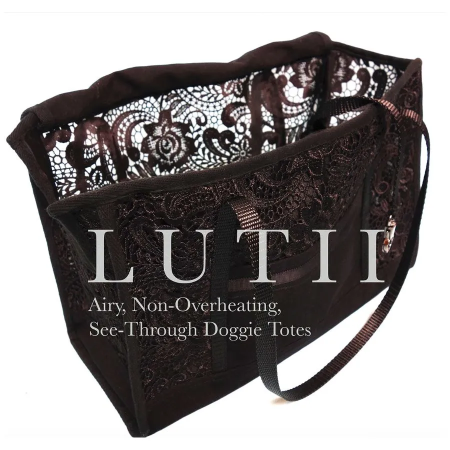 dog carrier, non-overheating, spring/summer lightweight lace pet tote "Black Beauty"