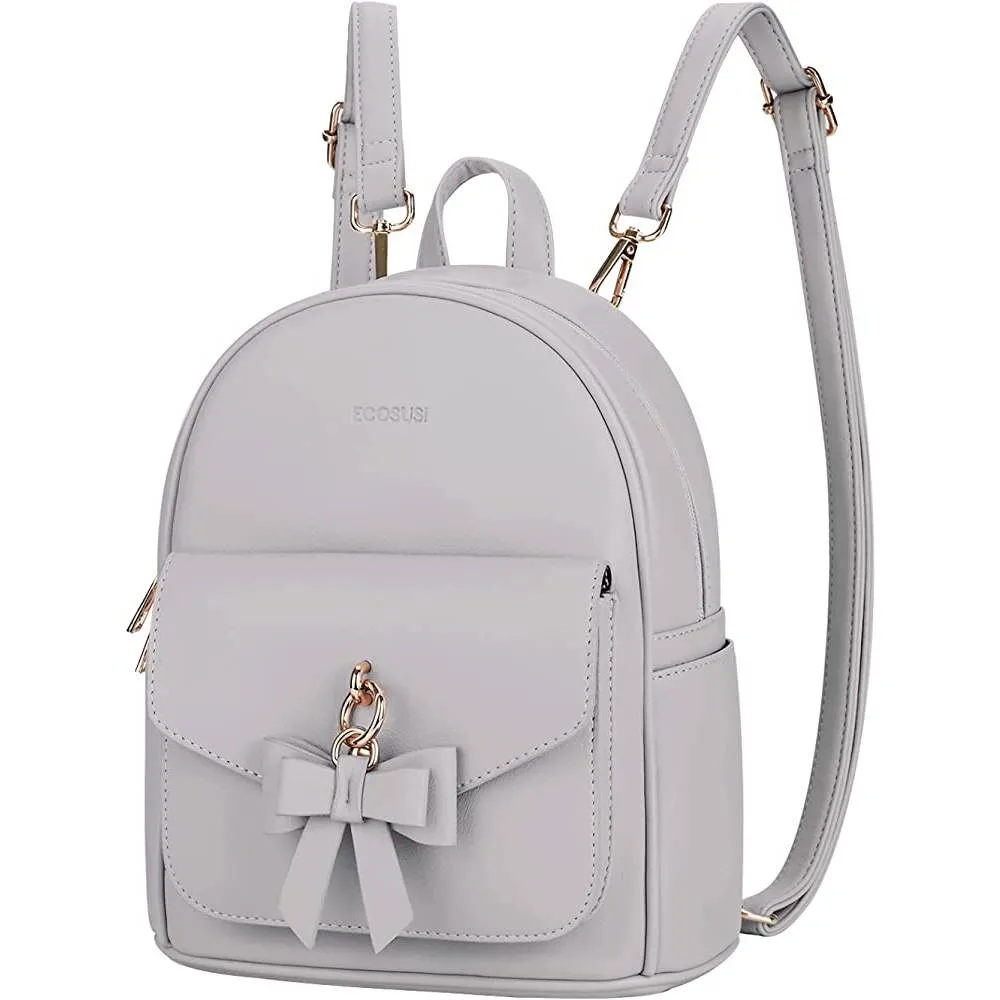 ECOSUSI Mini Backpack for Women Cute Bowknot Small Backpack Purse Girls Leather Bookbag,with Charm Tassel | Multiple Colors