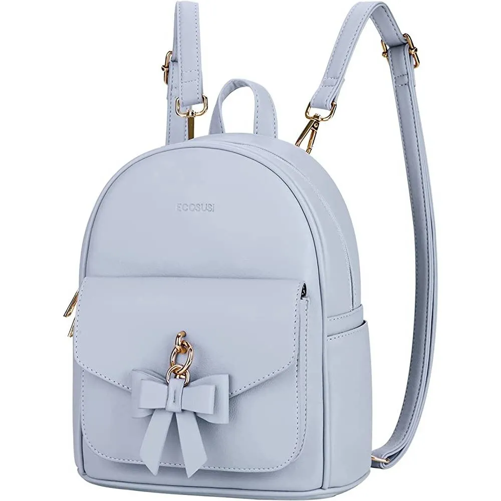ECOSUSI Mini Backpack for Women Cute Bowknot Small Backpack Purse Girls Leather Bookbag,with Charm Tassel | Multiple Colors