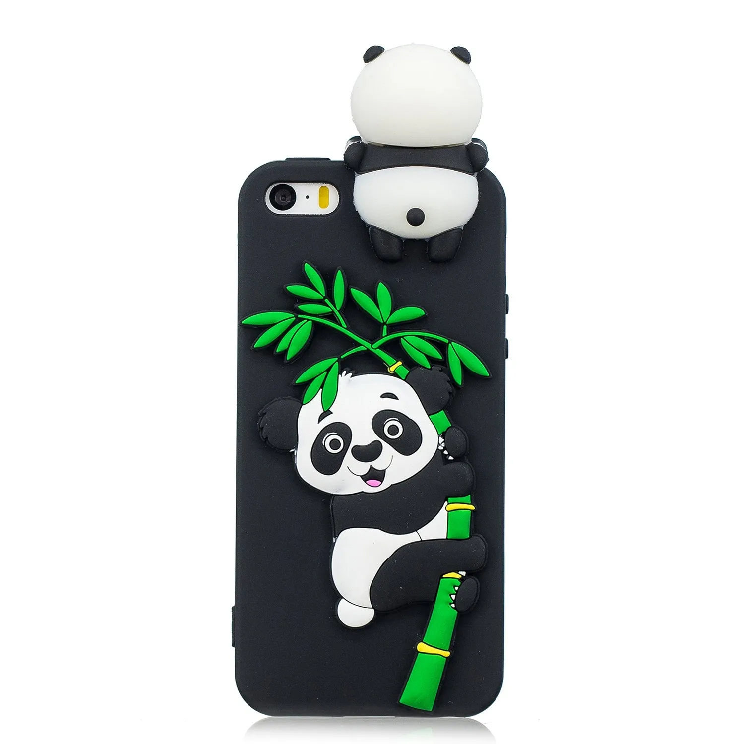 For iPhone 5/5S/SE/6/6S/6 Plus/6S Plus/7/8/7 Plus/8 Plus Phone Case 3D Cartoon Panda Bamboo Cellphone Back Shell Shockproof Smartphone Cover Light blue