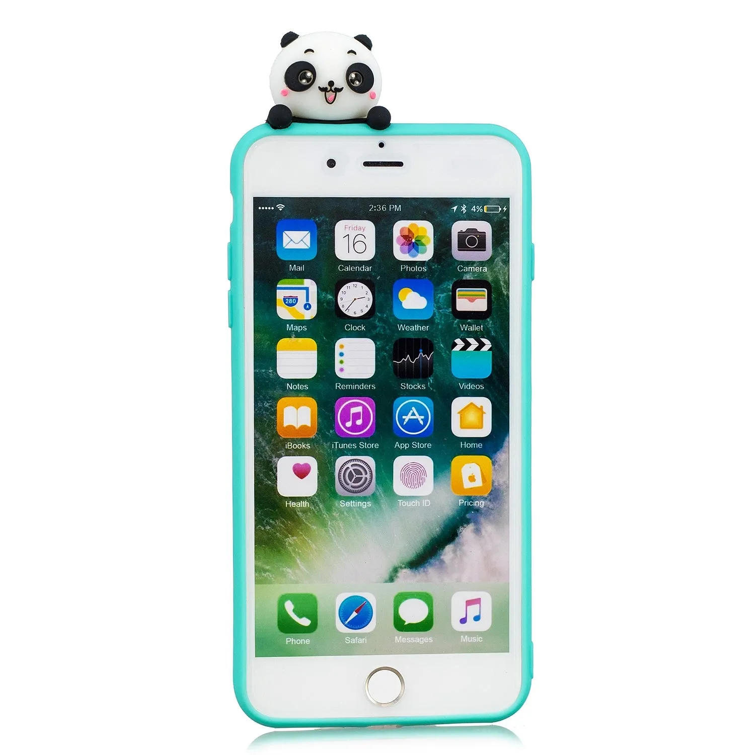For iPhone 5/5S/SE/6/6S/6 Plus/6S Plus/7/8/7 Plus/8 Plus Phone Case 3D Cartoon Panda Bamboo Cellphone Back Shell Shockproof Smartphone Cover Light blue
