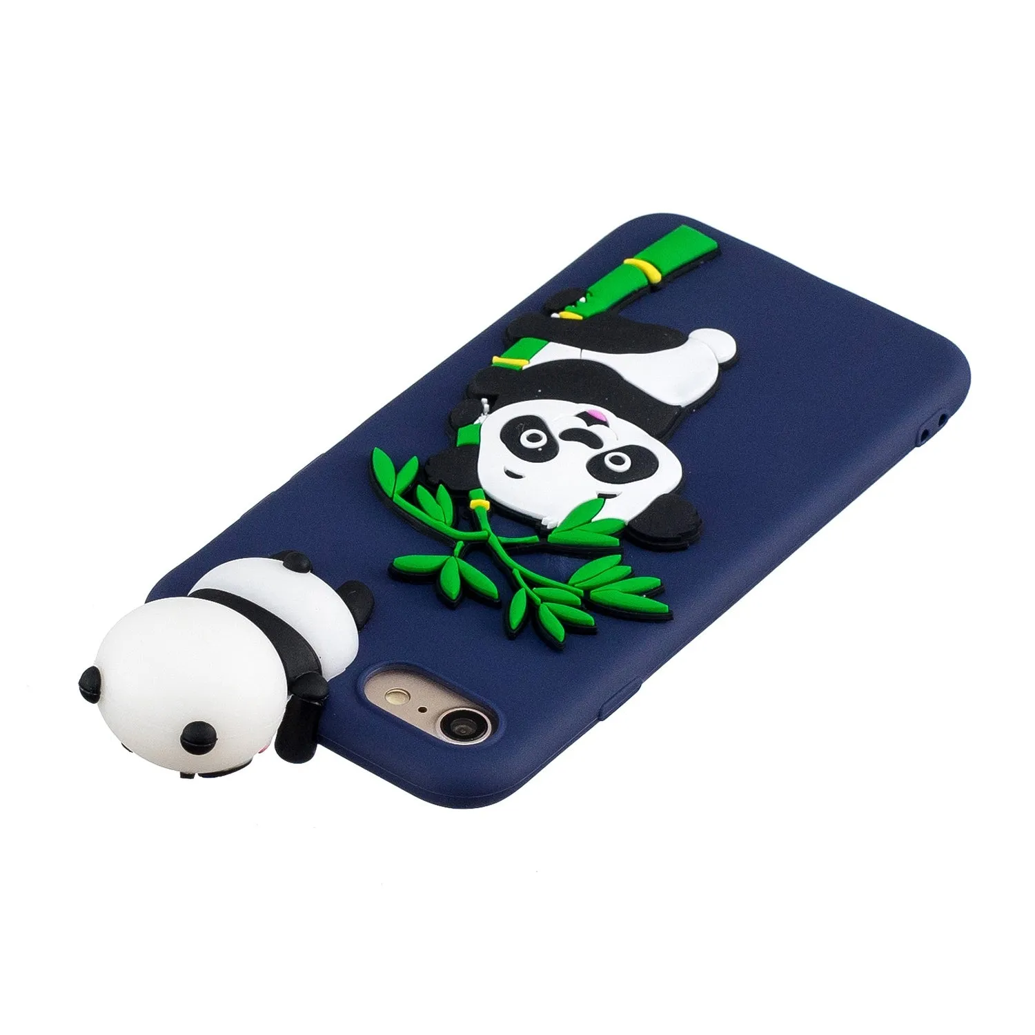 For iPhone 5/5S/SE/6/6S/6 Plus/6S Plus/7/8/7 Plus/8 Plus Phone Case 3D Cartoon Panda Bamboo Cellphone Back Shell Shockproof Smartphone Cover Royal blue