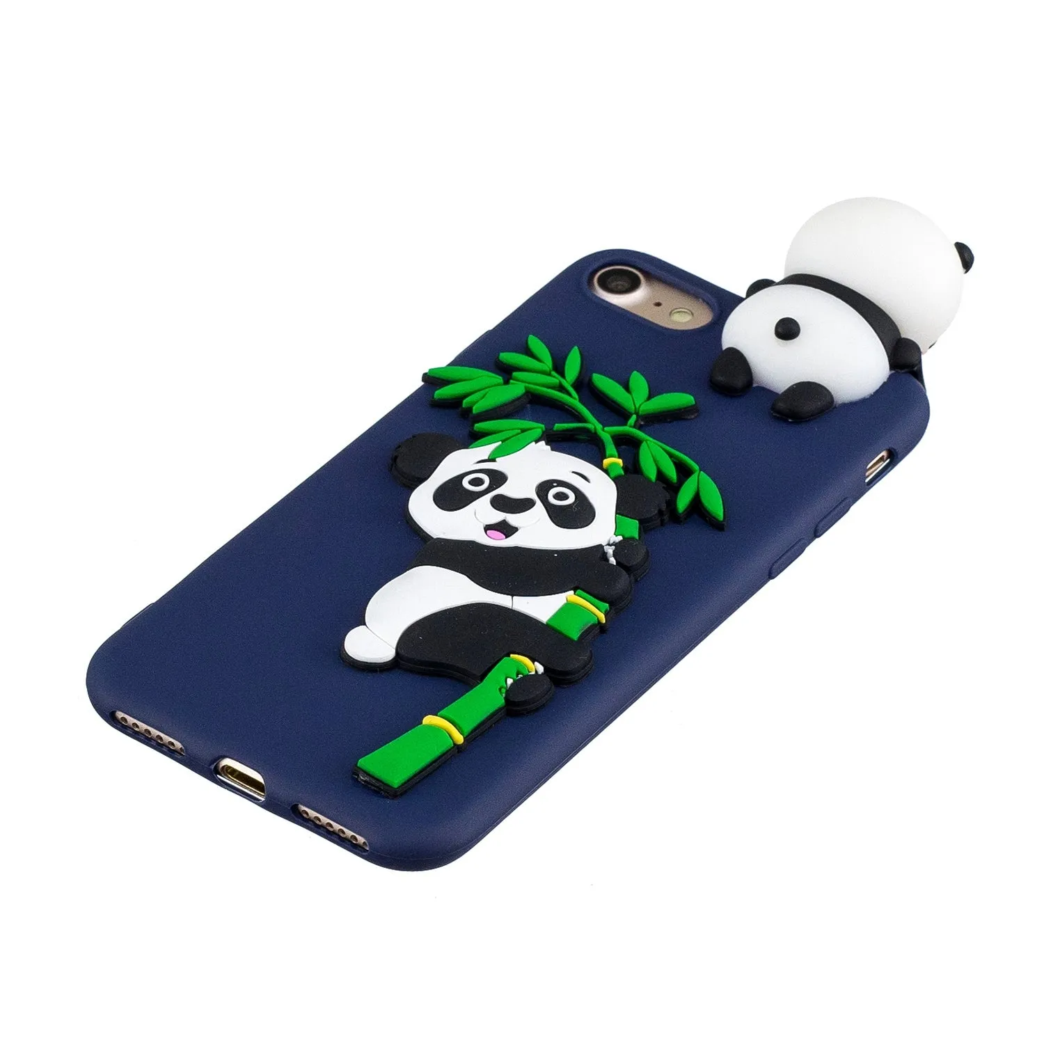 For iPhone 5/5S/SE/6/6S/6 Plus/6S Plus/7/8/7 Plus/8 Plus Phone Case 3D Cartoon Panda Bamboo Cellphone Back Shell Shockproof Smartphone Cover Royal blue