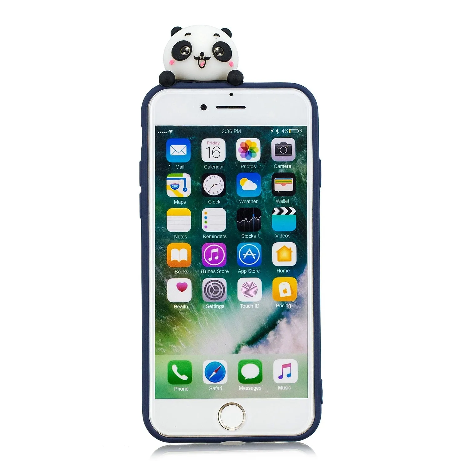 For iPhone 5/5S/SE/6/6S/6 Plus/6S Plus/7/8/7 Plus/8 Plus Phone Case 3D Cartoon Panda Bamboo Cellphone Back Shell Shockproof Smartphone Cover Royal blue