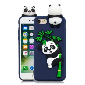 For iPhone 5/5S/SE/6/6S/6 Plus/6S Plus/7/8/7 Plus/8 Plus Phone Case 3D Cartoon Panda Bamboo Cellphone Back Shell Shockproof Smartphone Cover Royal blue