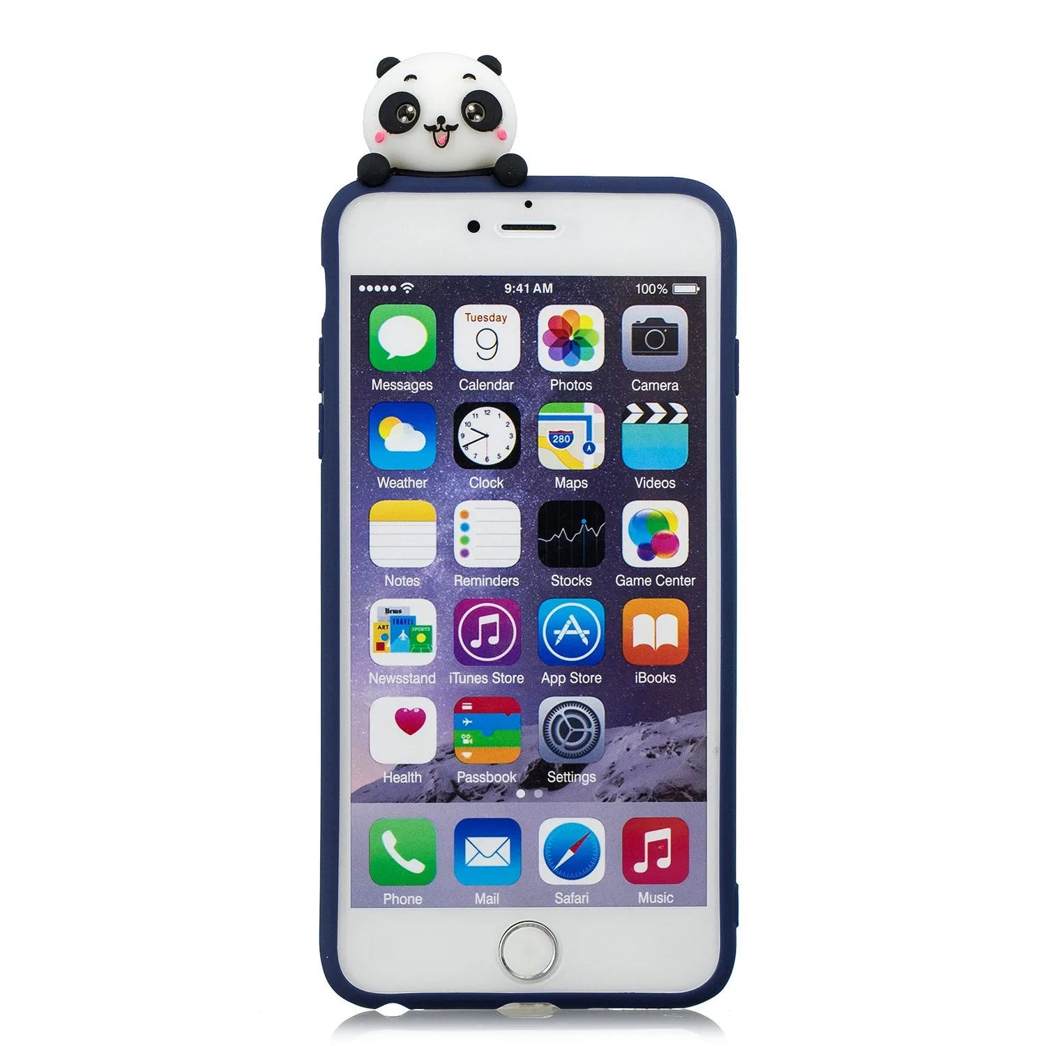 For iPhone 5/5S/SE/6/6S/6 Plus/6S Plus/7/8/7 Plus/8 Plus Phone Case 3D Cartoon Panda Bamboo Cellphone Back Shell Shockproof Smartphone Cover Royal blue