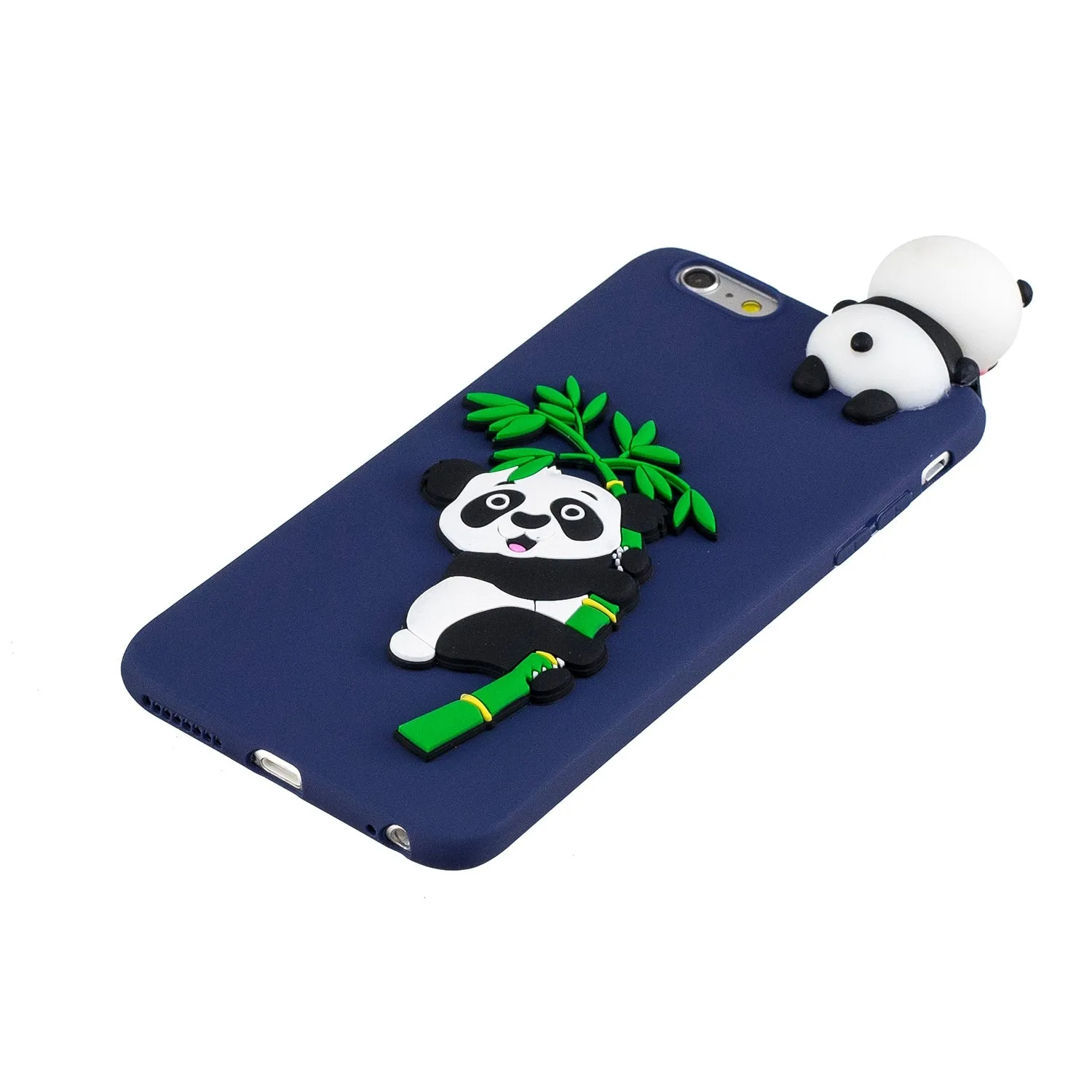 For iPhone 5/5S/SE/6/6S/6 Plus/6S Plus/7/8/7 Plus/8 Plus Phone Case 3D Cartoon Panda Bamboo Cellphone Back Shell Shockproof Smartphone Cover Royal blue