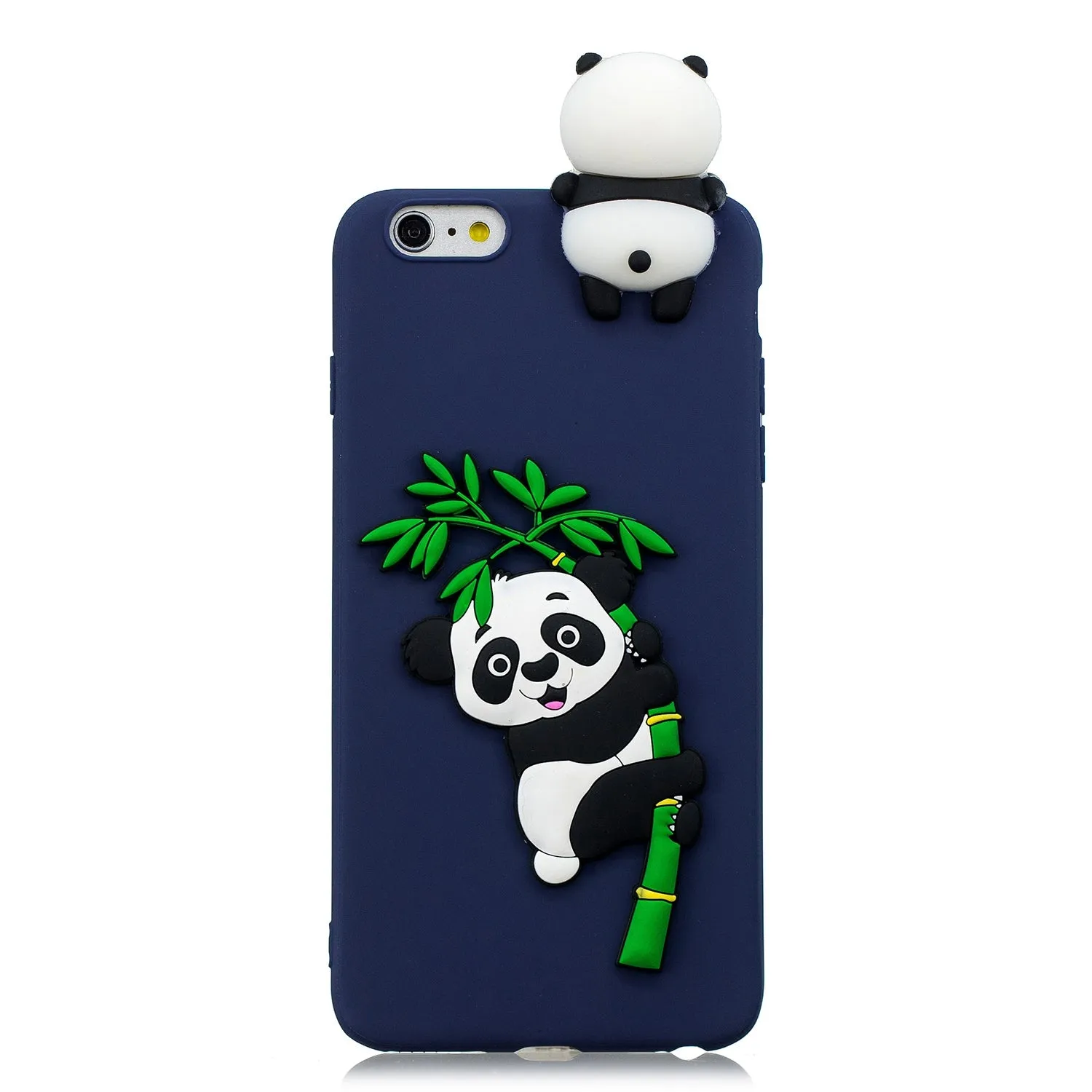 For iPhone 5/5S/SE/6/6S/6 Plus/6S Plus/7/8/7 Plus/8 Plus Phone Case 3D Cartoon Panda Bamboo Cellphone Back Shell Shockproof Smartphone Cover Royal blue