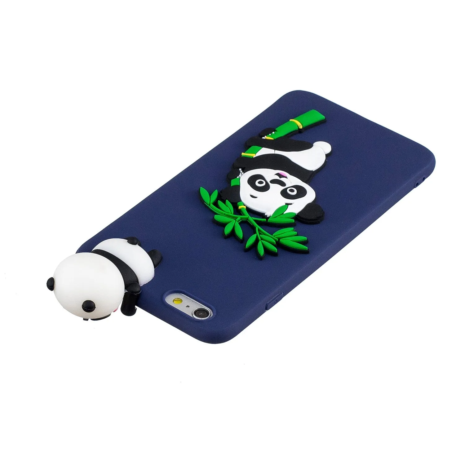 For iPhone 5/5S/SE/6/6S/6 Plus/6S Plus/7/8/7 Plus/8 Plus Phone Case 3D Cartoon Panda Bamboo Cellphone Back Shell Shockproof Smartphone Cover Royal blue