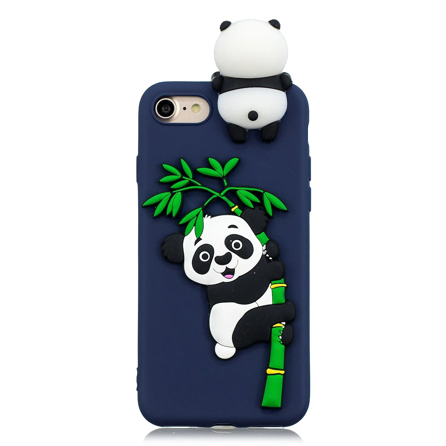 For iPhone 5/5S/SE/6/6S/6 Plus/6S Plus/7/8/7 Plus/8 Plus Phone Case 3D Cartoon Panda Bamboo Cellphone Back Shell Shockproof Smartphone Cover Royal blue